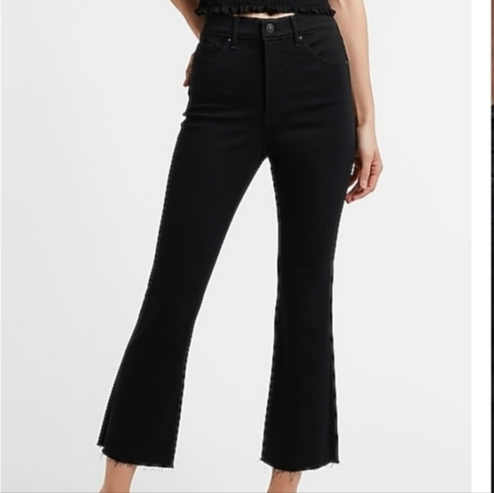 Express Cropped Raw Hem Flares